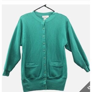 Chance Encounters Teal Green‎ Button Front Cardigan Sweatshirt Style Size S